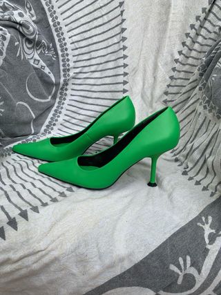 Zapatos de tacón verdes y beig mujer talla 38