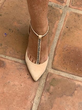 Zapatos de tacón verdes y beig mujer talla 38