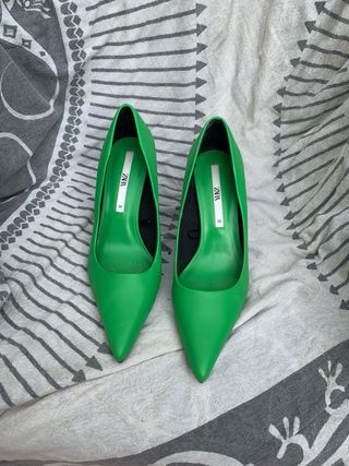 Zapatos de tacón verdes y beig mujer talla 38