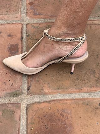 Zapatos de tacón verdes y beig mujer talla 38