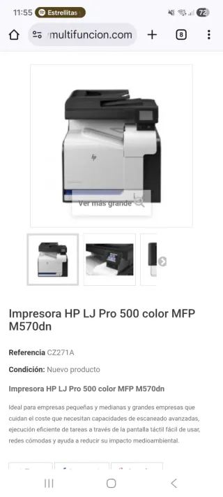 Impresora HP LaserJet Pro 500 Color MFP M570dn