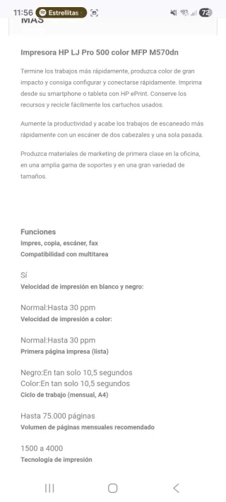 Impresora HP LaserJet Pro 500 Color MFP M570dn