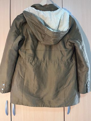 Abrigo Mango forro borreguito verde oliva