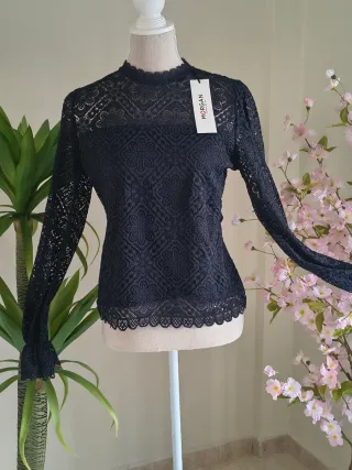 Blusa Morgan Encaje Manga Larga