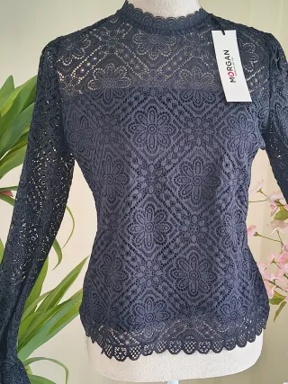 Blusa Morgan Encaje Manga Larga