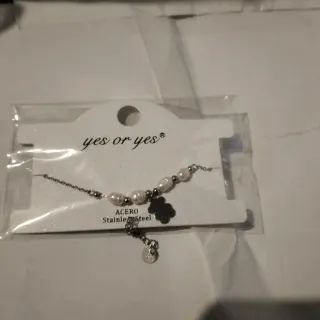 Pulsera yes or yes oso perlas plata