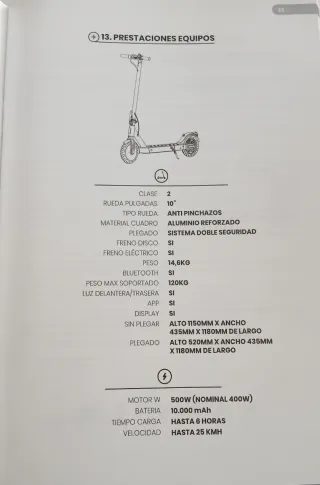 Patinete Eléctrico Blanco