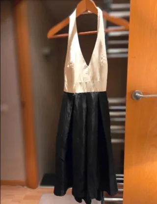 Vestido Zara Seda Blanco y Negro