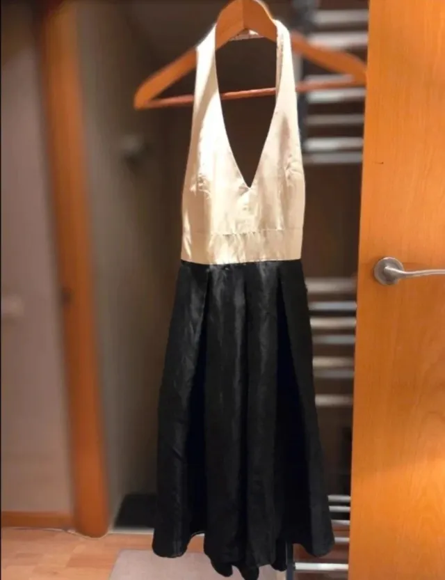 Vestido Zara Seda Blanco y Negro