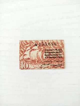 Billete 10 céntimos Ajuntament Barcelona