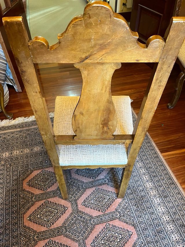 3 Sedie in legno con rivestimento