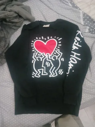 Sudadera Keith Haring Corazón Rojo Negra
