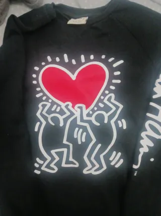 Sudadera Keith Haring Corazón Rojo Negra