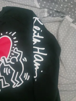 Sudadera Keith Haring Corazón Rojo Negra