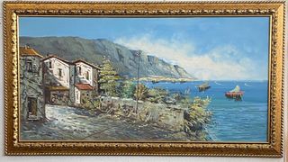 Dipinto Paesaggio Marino con Barca 135x75