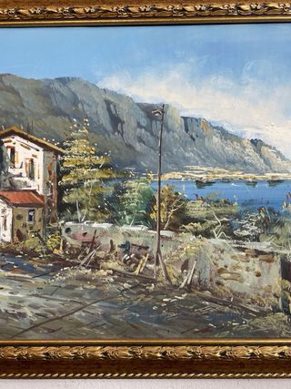 Dipinto Paesaggio Marino con Barca 135x75