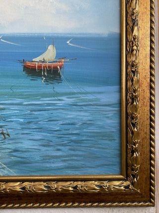 Dipinto Paesaggio Marino con Barca 135x75