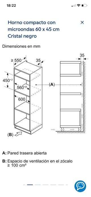 Horno compacto microondas Balay
