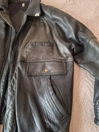 Cazadora vintage cuero negra 80s