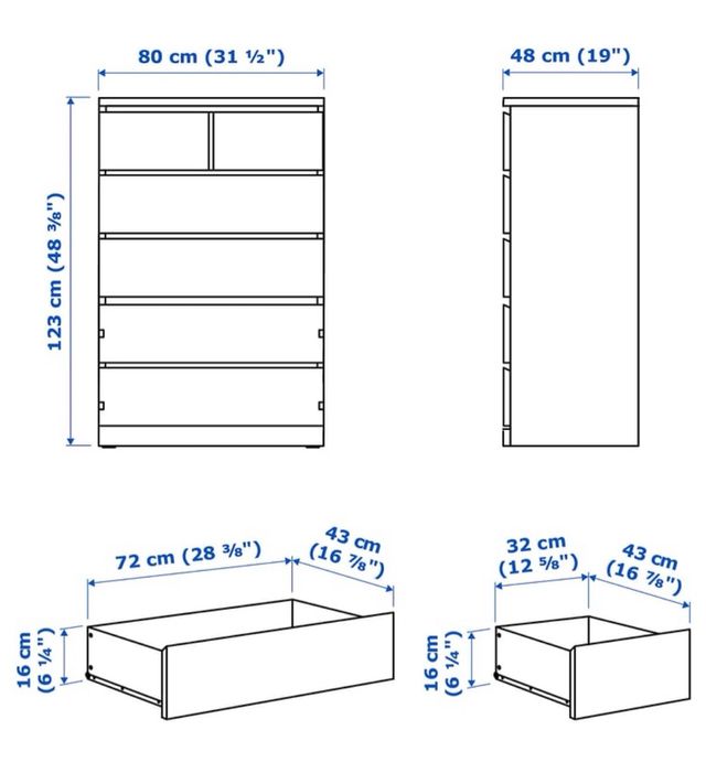 Comoda MALM Ikea 6 cassetti bianca