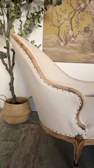 Chaiselongue antigua tela y madera