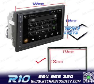 RADIO 9" GPS ANDROID 13 2DIN TÁCTIL BLUETOOTH USB SD