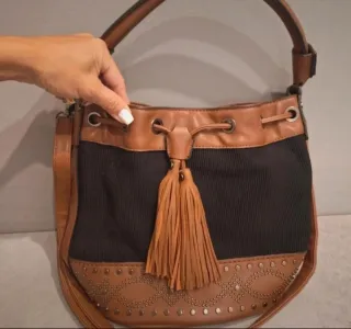 Bolso de Hombro Mujer Negro y Marrón
