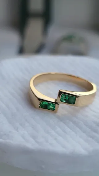 Anillo Oro 4 Esmeraldas Certificadas