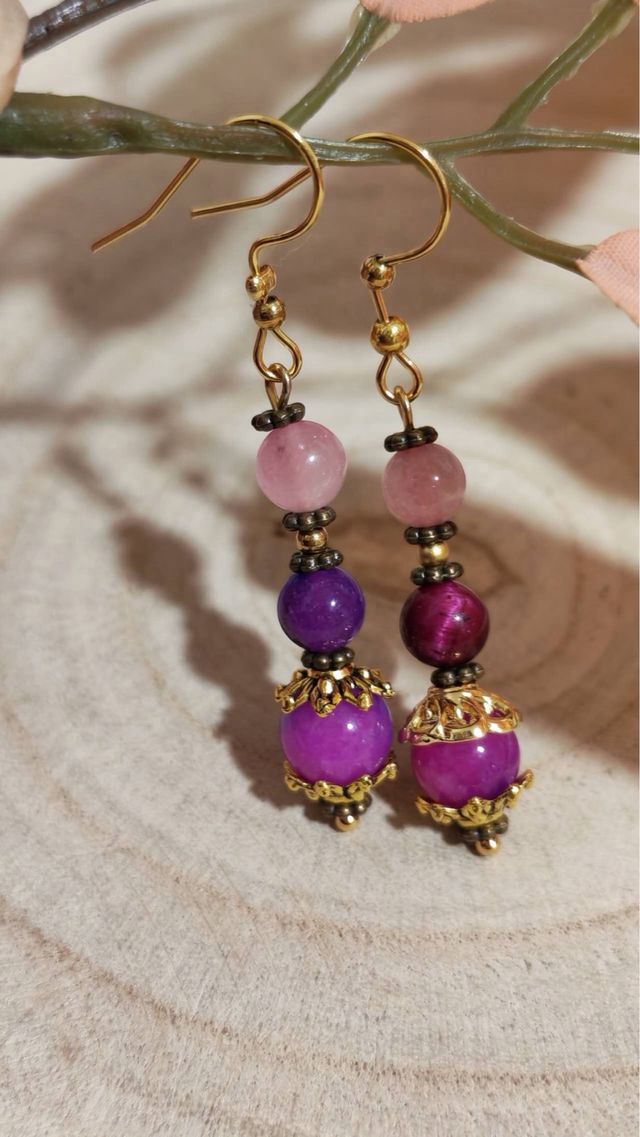 Pendientes cuarzo y sugilita