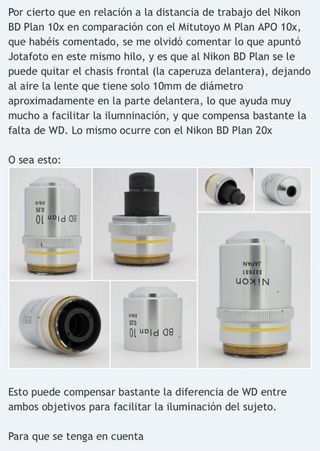 Lente NIKON BD PLAN 10 0,25 Macro