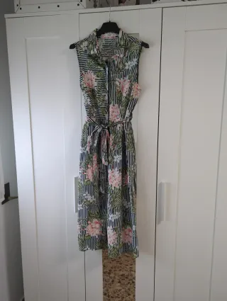 Vestido Verano Flores Rayas Talla S