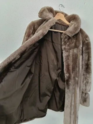 Abrigo Vintage Mouton Beige/Marrón