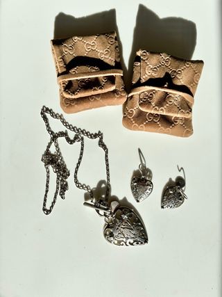 Set Vintage Gucci Plata 925 Collar y Pendientes