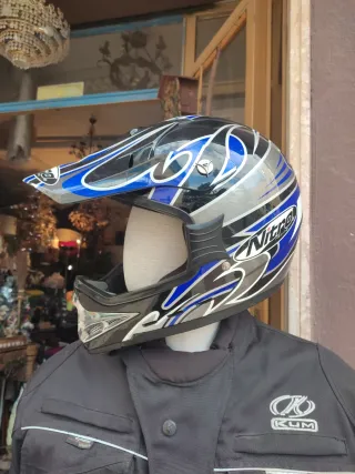 Casco de moto Nitro azul y negro
