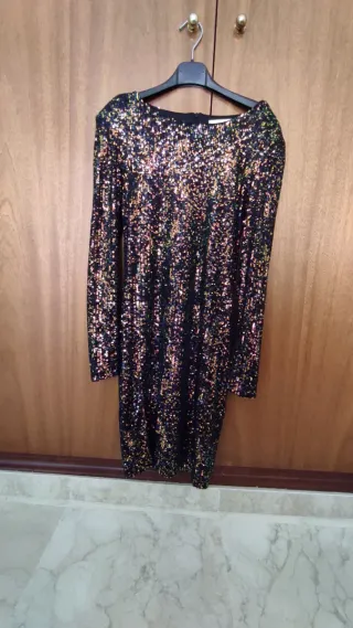 Vestido Mango lentejuelas negro multicolor