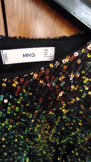 Vestido Mango lentejuelas negro multicolor