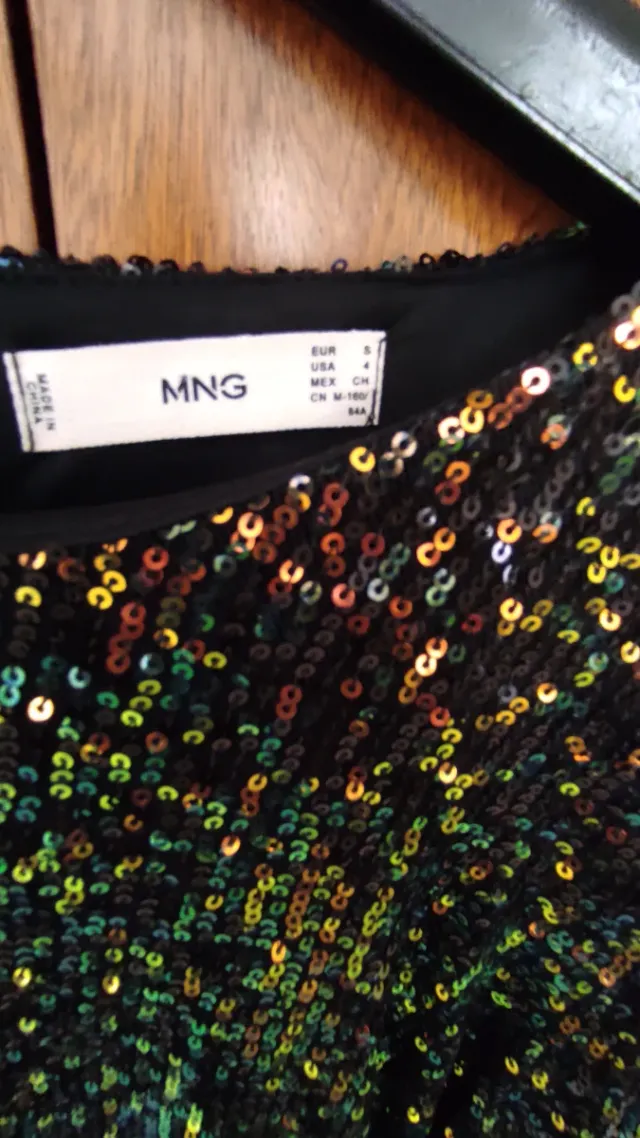 Vestido Mango lentejuelas negro multicolor