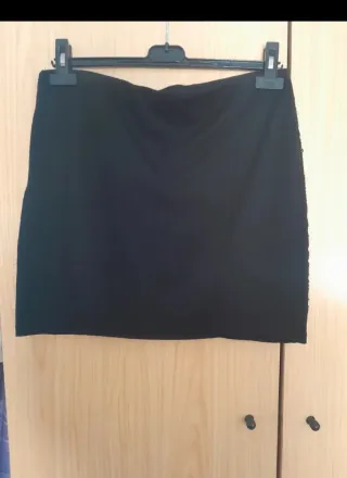 Falda Lentejuelas Talla 40 Negra Plateada