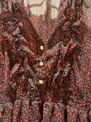 Vestido corto Zara S estampado animal volantes