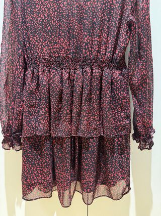 Vestido corto Zara S estampado animal volantes