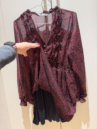 Vestido corto Zara S estampado animal volantes