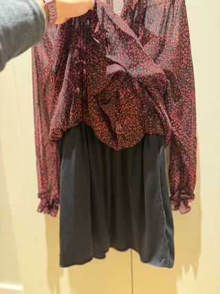 Vestido corto Zara S estampado animal volantes