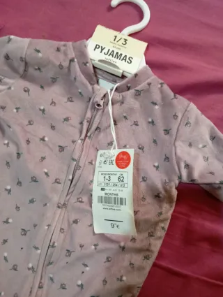 Pijama niña 1-3 meses floral rosa