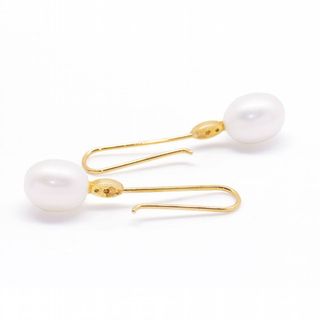 Pendientes Perla Ovalada y Diamantes Oro