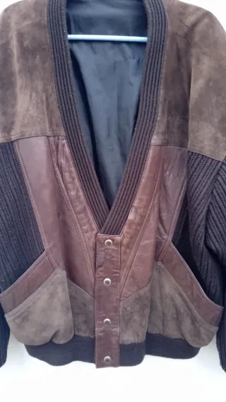 Tricotpiel Chaqueta Vintage Lana y Piel Talla 56