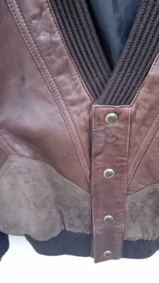 Tricotpiel Chaqueta Vintage Lana y Piel Talla 56