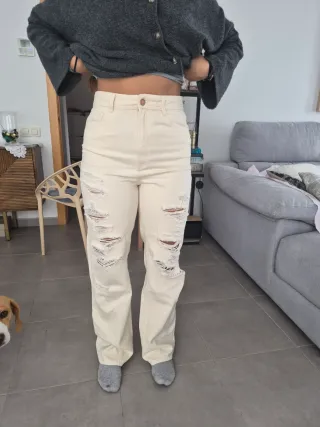 Pantalón Salsa Beige Roto Talla M