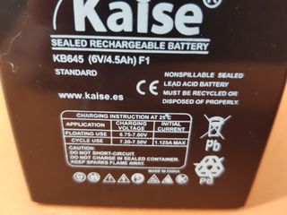 Batería Kaise 6V 4.5Ah Plomo AGM VRLA
