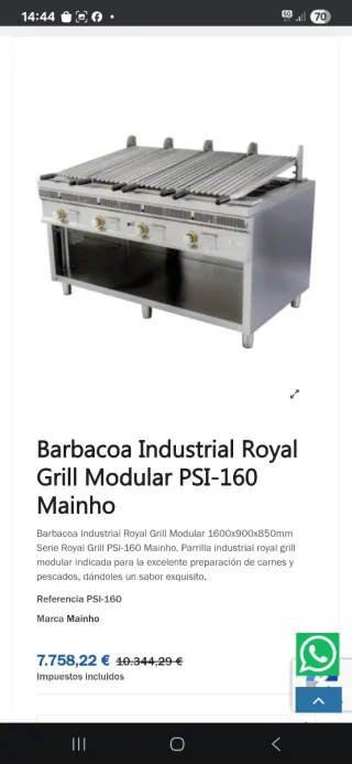 Parrilla de carbón metálica