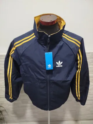 Chaqueta Reversible Adidas Talla L Azul y Dorado